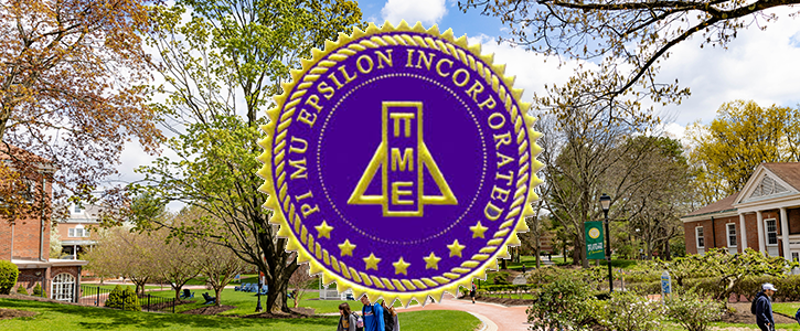 Pi Mu Epsilon logo over photo of ǿ޴ý University