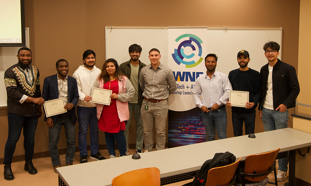 Winning teams of the inaugural FinTech + AI 413 Startup Pitch competition.